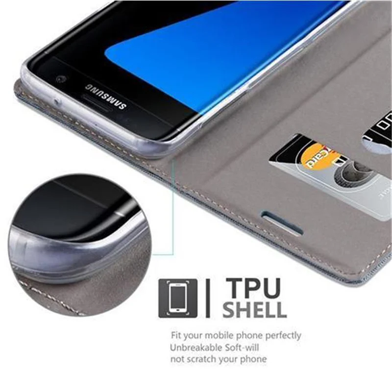 Cadorabo Hülle kompatibel mit Samsung Galaxy S7 EDGE Schutzhülle mit Magnetverschluss, Standfunktion und Kartenfach