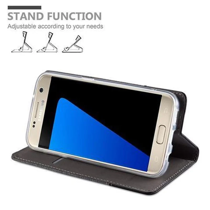 Cadorabo Hülle kompatibel mit Samsung Galaxy S7 Schutzhülle mit Magnetverschluss, Standfunktion und Kartenfach