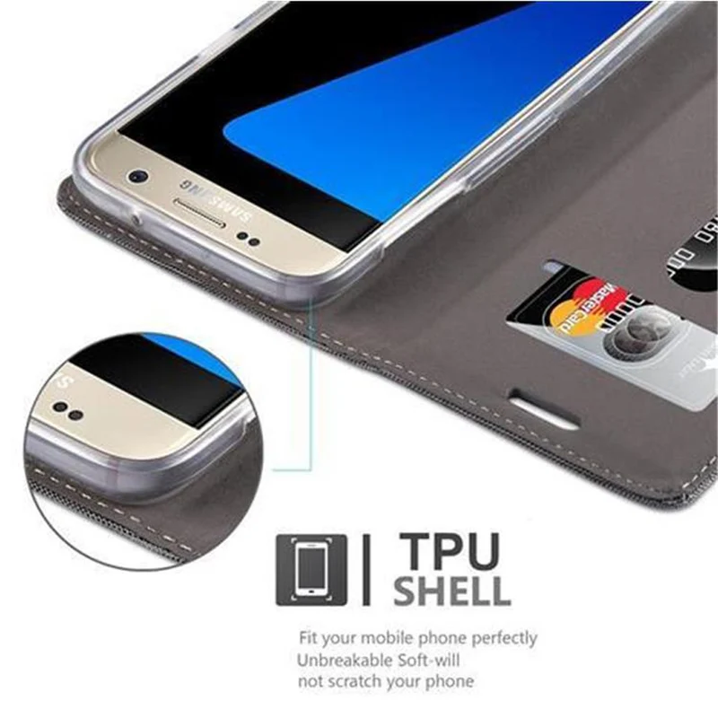 Cadorabo Hülle kompatibel mit Samsung Galaxy S7 Schutzhülle mit Magnetverschluss, Standfunktion und Kartenfach