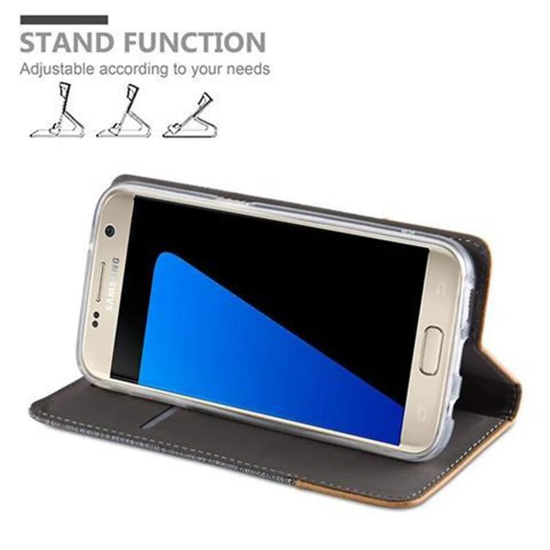 Cadorabo Hülle kompatibel mit Samsung Galaxy S7 Schutzhülle mit Magnetverschluss, Standfunktion und Kartenfach