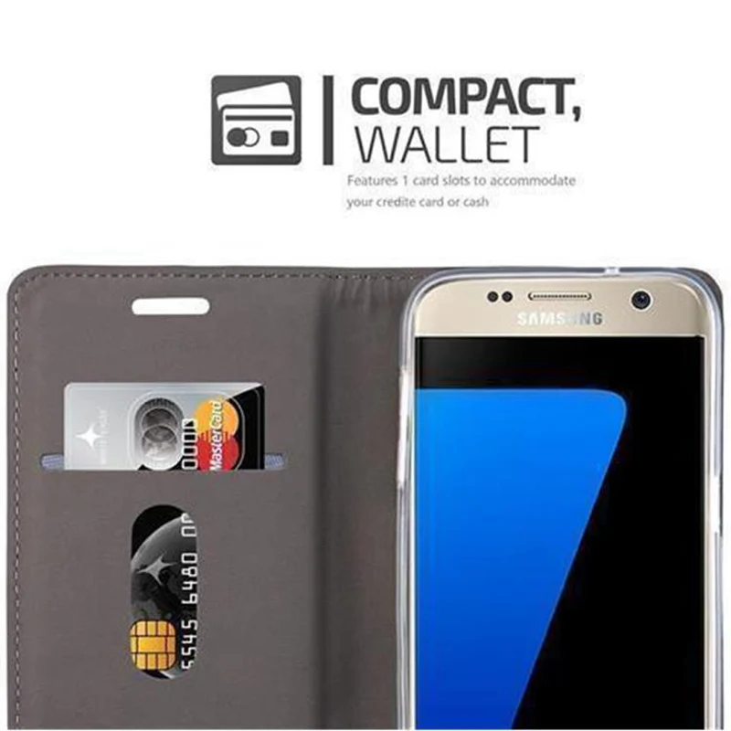 Cadorabo Hülle kompatibel mit Samsung Galaxy S7 Schutzhülle mit Magnetverschluss, Standfunktion und Kartenfach