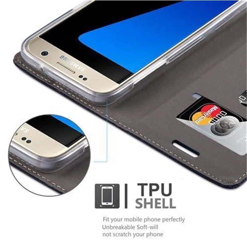 Cadorabo Hülle kompatibel mit Samsung Galaxy S7 Schutzhülle mit Magnetverschluss, Standfunktion und Kartenfach