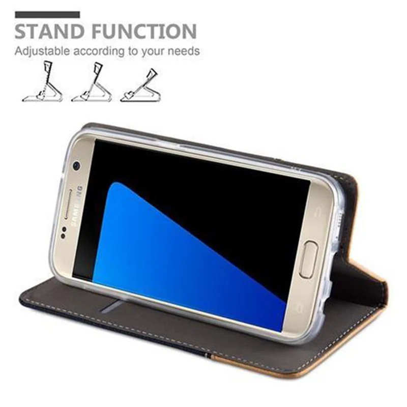 Cadorabo Hülle kompatibel mit Samsung Galaxy S7 Schutzhülle mit Magnetverschluss, Standfunktion und Kartenfach