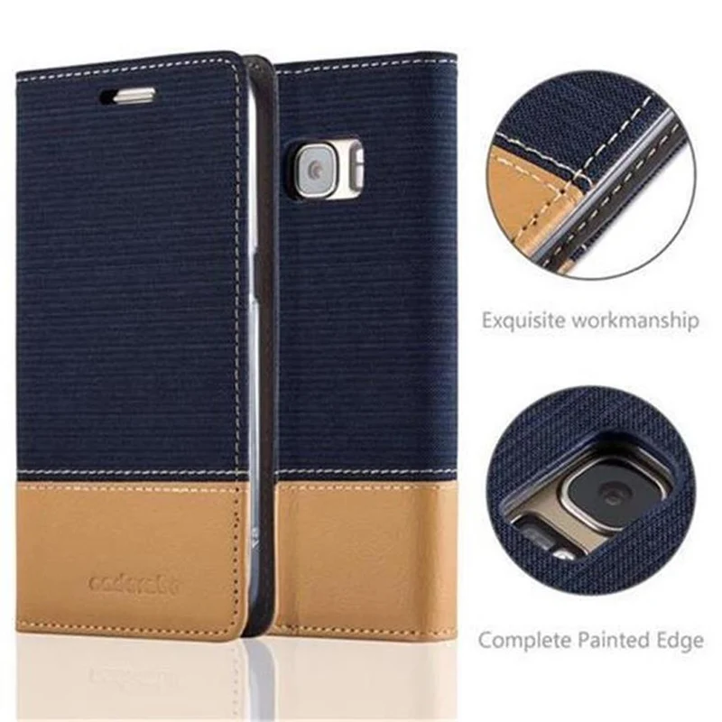 Cadorabo Hülle kompatibel mit Samsung Galaxy S7 Schutzhülle mit Magnetverschluss, Standfunktion und Kartenfach