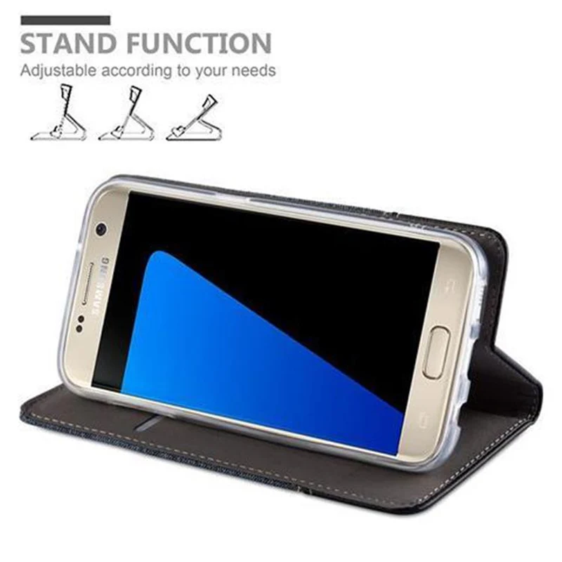 Cadorabo Hülle kompatibel mit Samsung Galaxy S7 Schutzhülle mit Magnetverschluss, Standfunktion und Kartenfach