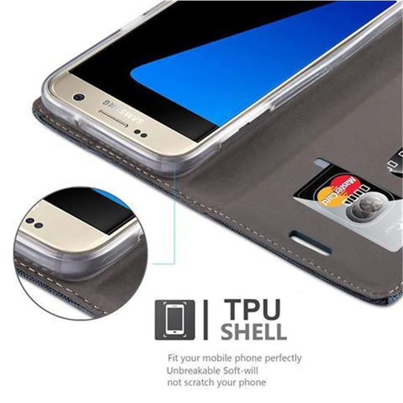 Cadorabo Hülle kompatibel mit Samsung Galaxy S7 Schutzhülle mit Magnetverschluss, Standfunktion und Kartenfach