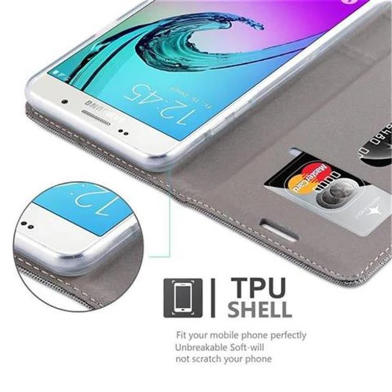Cadorabo Hülle kompatibel mit Samsung Galaxy J5 2016 Schutzhülle mit Magnetverschluss, Standfunktion und Kartenfach