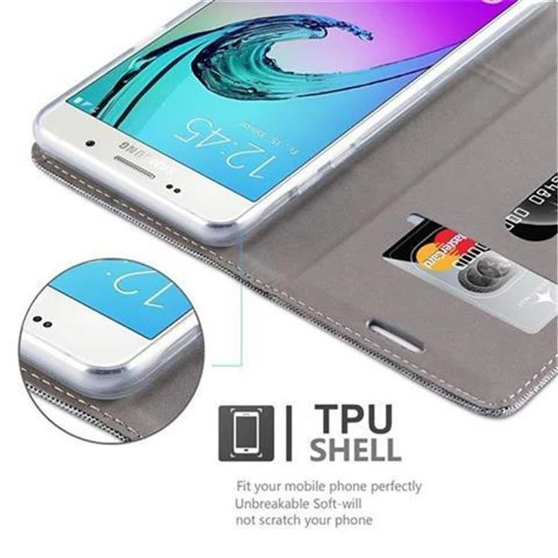 Cadorabo Hülle kompatibel mit Samsung Galaxy J5 2016 Schutzhülle mit Magnetverschluss, Standfunktion und Kartenfach