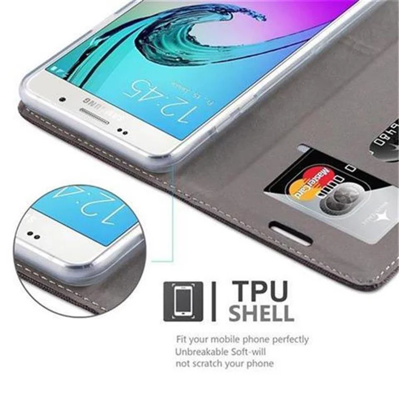 Cadorabo Hülle kompatibel mit Samsung Galaxy J5 2016 Schutzhülle mit Magnetverschluss, Standfunktion und Kartenfach