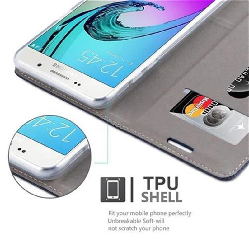 Cadorabo Hülle kompatibel mit Samsung Galaxy J5 2016 Schutzhülle mit Magnetverschluss, Standfunktion und Kartenfach