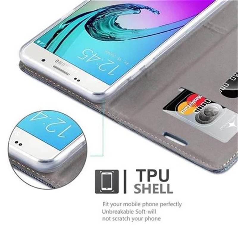 Cadorabo Hülle kompatibel mit Samsung Galaxy J5 2016 Schutzhülle mit Magnetverschluss, Standfunktion und Kartenfach