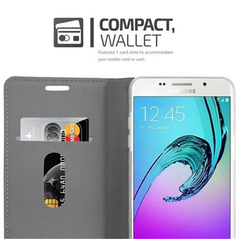 Cadorabo Hülle kompatibel mit Samsung Galaxy J5 2016 Schutzhülle mit Magnetverschluss, Standfunktion und Kartenfach