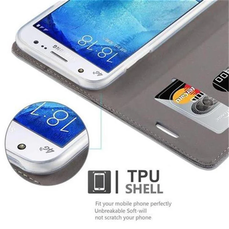 Cadorabo Hülle kompatibel mit Samsung Galaxy J5 2015 Schutzhülle mit Magnetverschluss, Standfunktion und Kartenfach