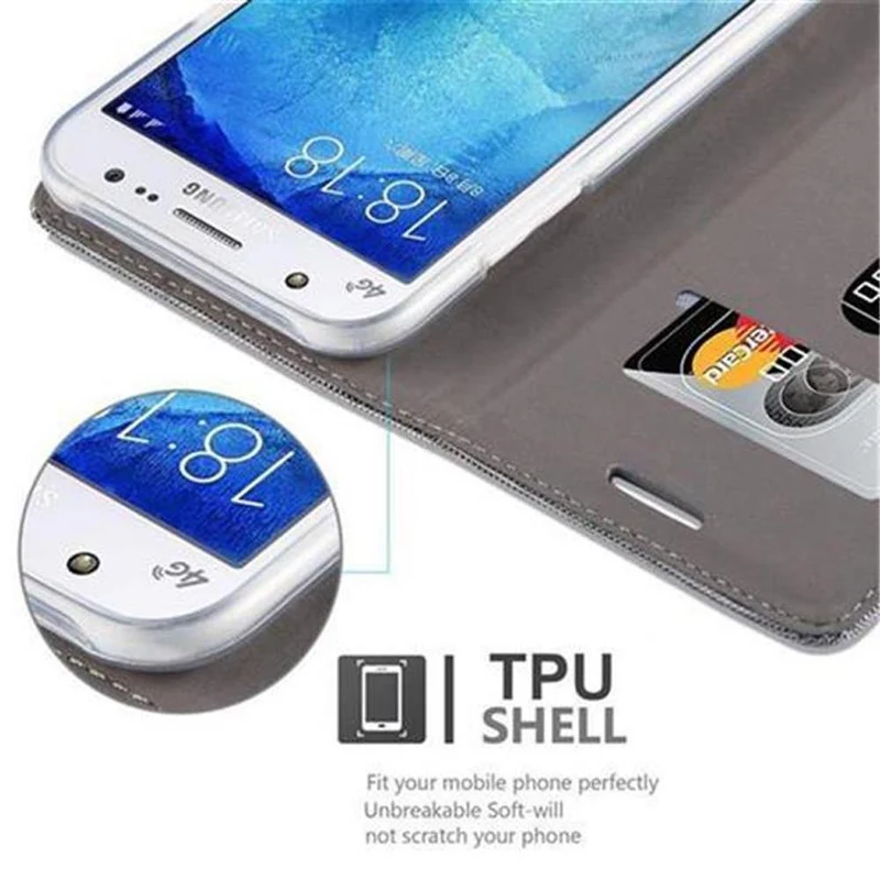 Cadorabo Hülle kompatibel mit Samsung Galaxy J5 2015 Schutzhülle mit Magnetverschluss, Standfunktion und Kartenfach