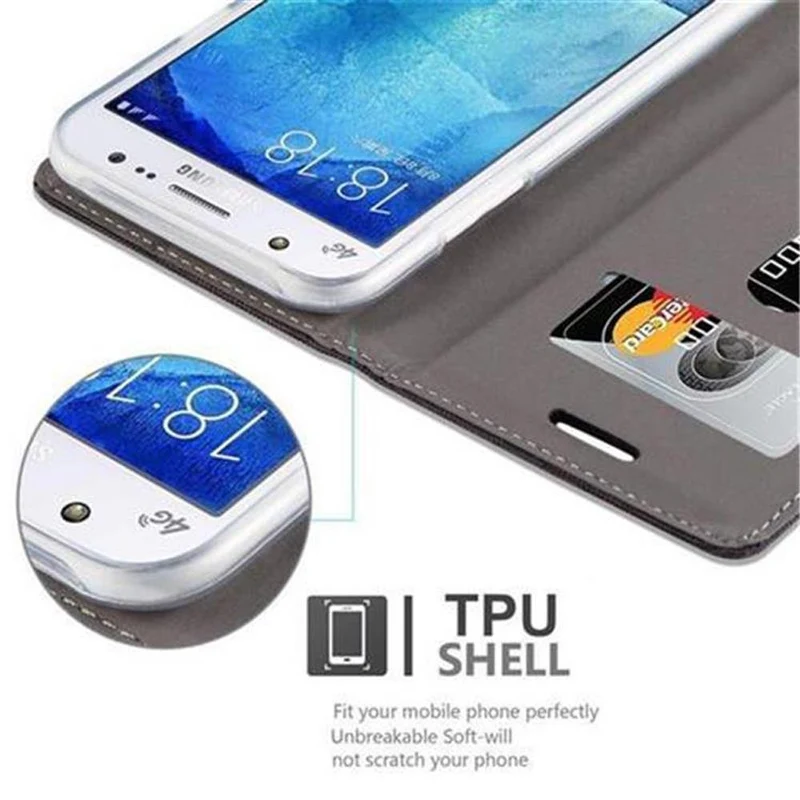Cadorabo Hülle kompatibel mit Samsung Galaxy J5 2015 Schutzhülle mit Magnetverschluss, Standfunktion und Kartenfach