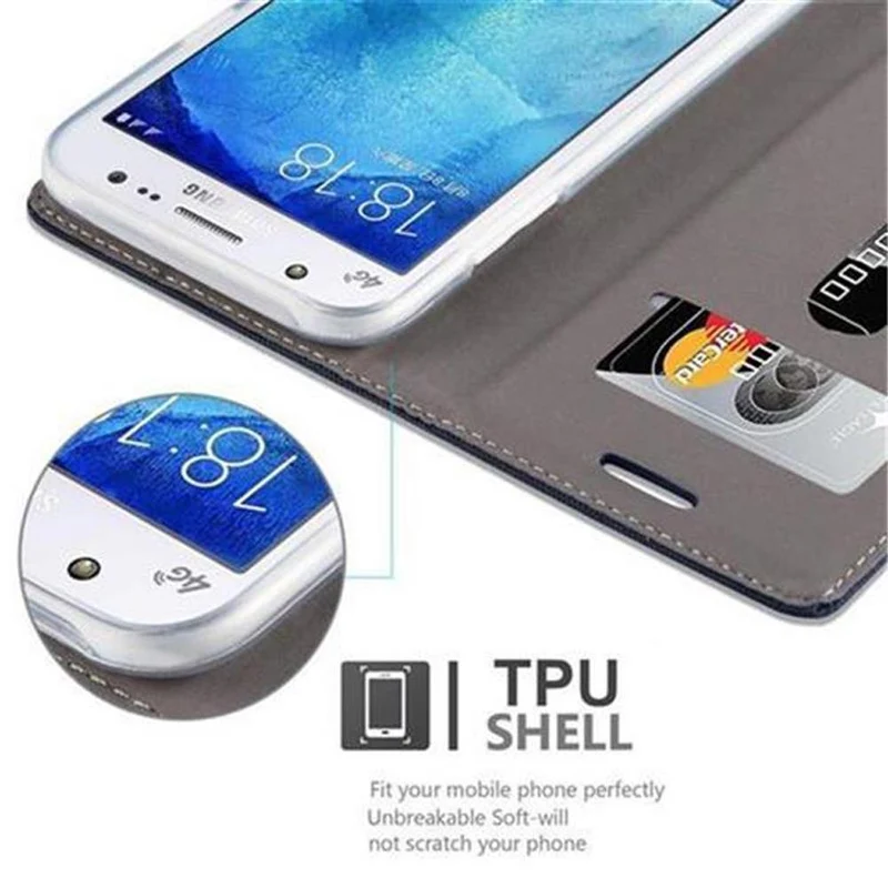 Cadorabo Hülle kompatibel mit Samsung Galaxy J5 2015 Schutzhülle mit Magnetverschluss, Standfunktion und Kartenfach