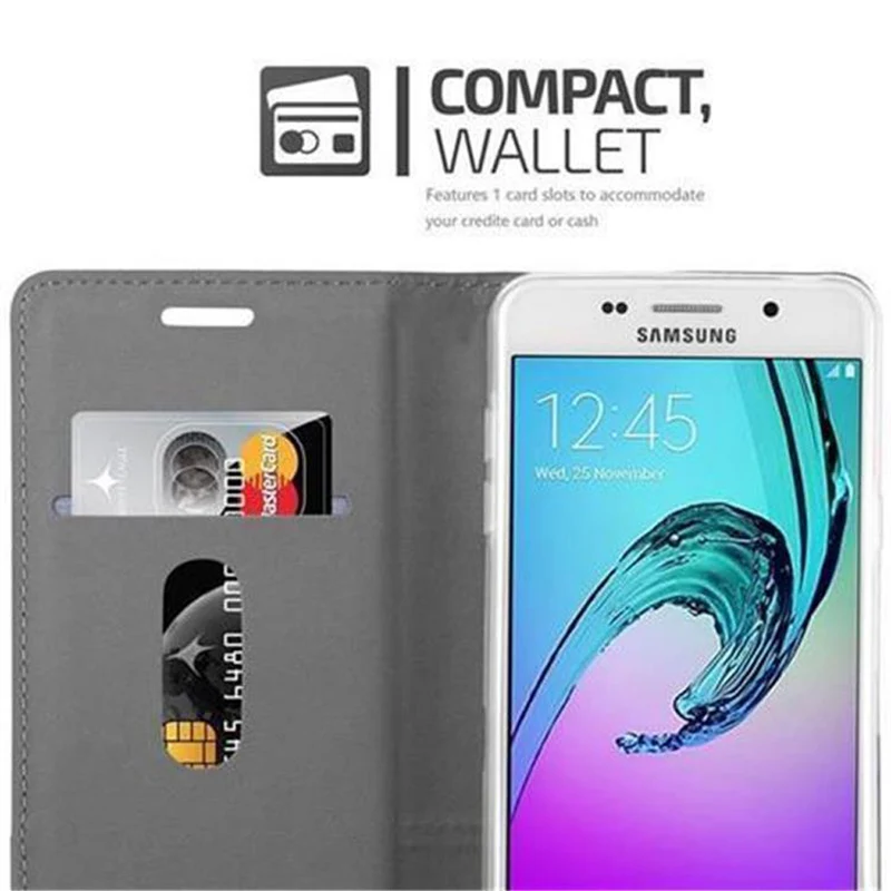 Cadorabo Hülle kompatibel mit Samsung Galaxy A5 2016 Schutzhülle mit Magnetverschluss, Standfunktion und Kartenfach