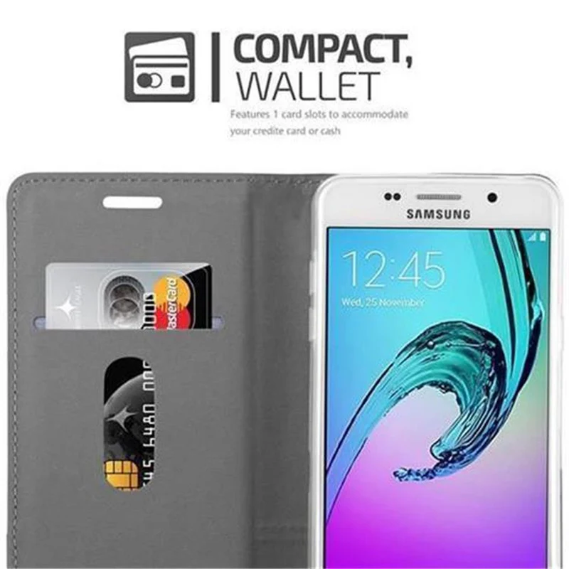 Cadorabo Hülle kompatibel mit Samsung Galaxy A5 2016 Schutzhülle mit Magnetverschluss, Standfunktion und Kartenfach