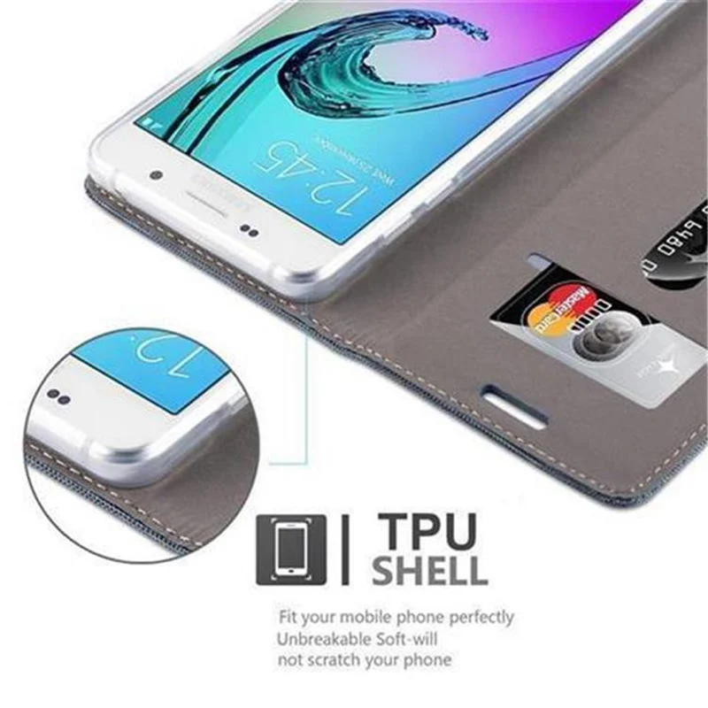 Cadorabo Hülle kompatibel mit Samsung Galaxy A5 2016 Schutzhülle mit Magnetverschluss, Standfunktion und Kartenfach