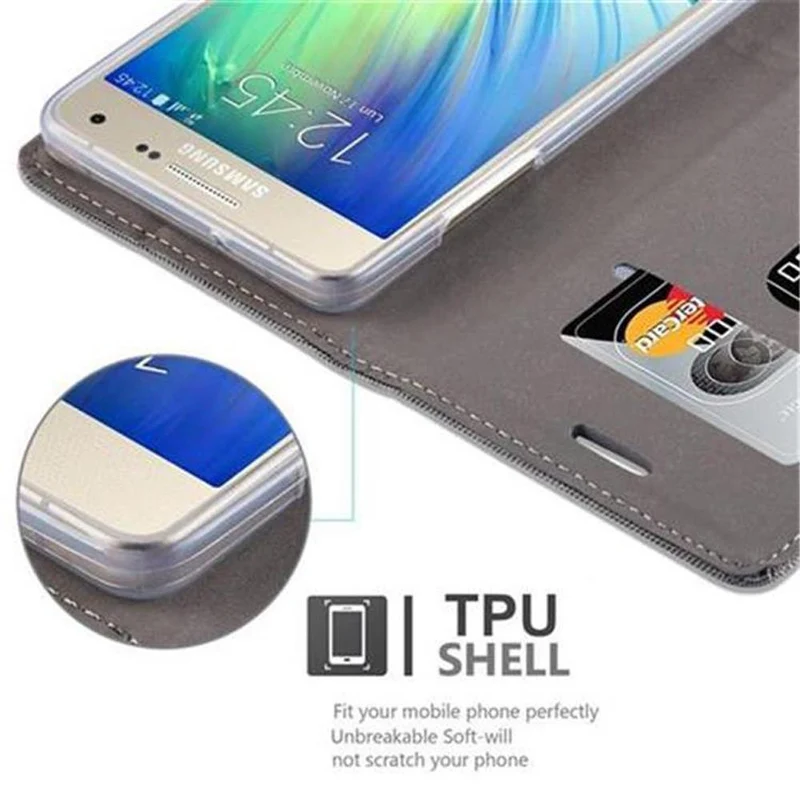 Cadorabo Hülle kompatibel mit Samsung Galaxy A5 2015 Schutzhülle mit Magnetverschluss, Standfunktion und Kartenfach