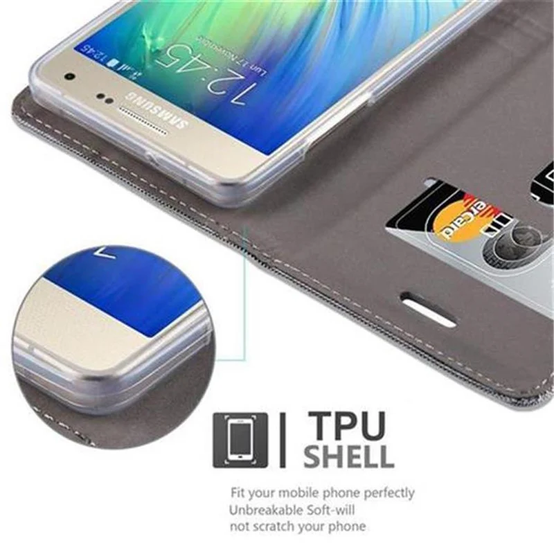 Cadorabo Hülle kompatibel mit Samsung Galaxy A5 2015 Schutzhülle mit Magnetverschluss, Standfunktion und Kartenfach