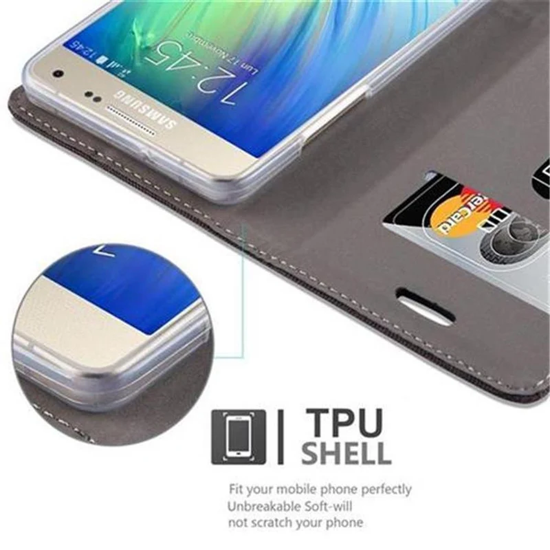Cadorabo Hülle kompatibel mit Samsung Galaxy A5 2015 Schutzhülle mit Magnetverschluss, Standfunktion und Kartenfach
