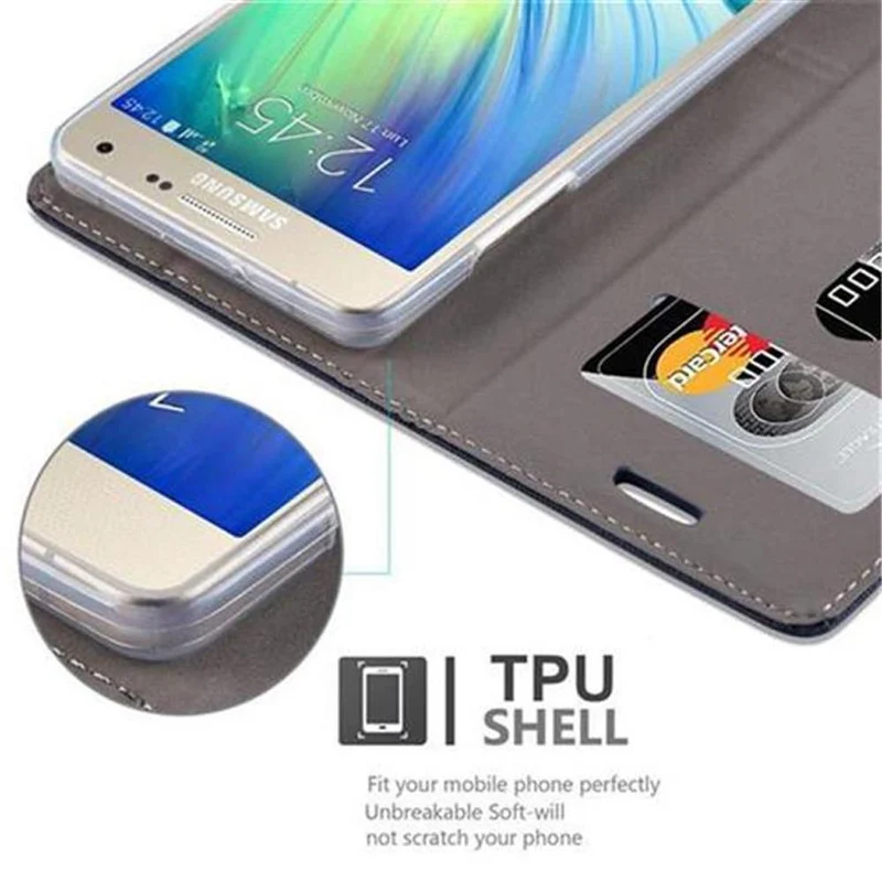 Cadorabo Hülle kompatibel mit Samsung Galaxy A5 2015 Schutzhülle mit Magnetverschluss, Standfunktion und Kartenfach