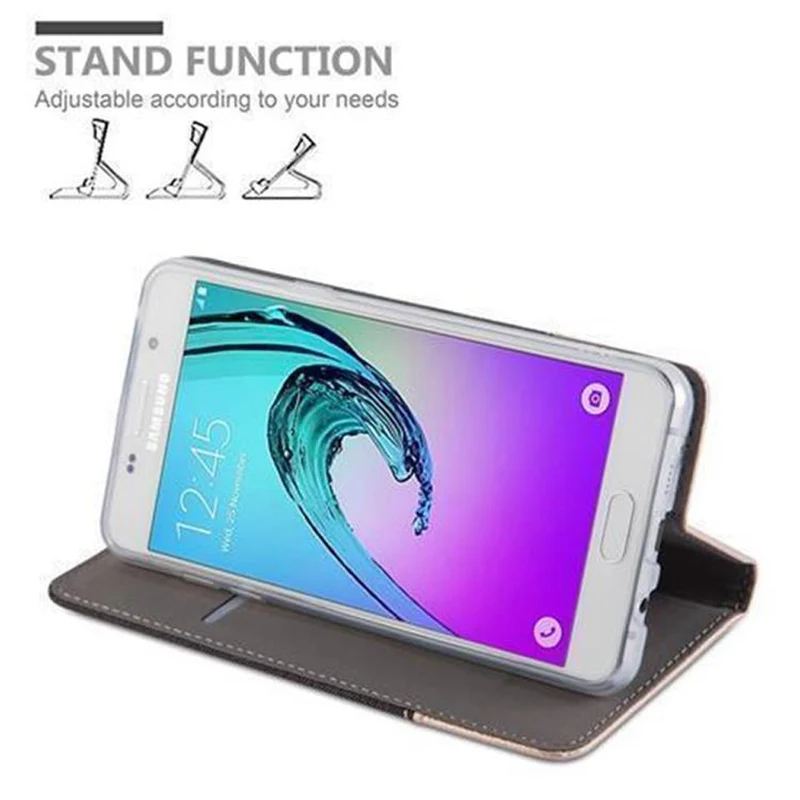 Cadorabo Hülle kompatibel mit Samsung Galaxy A3 2016 Schutzhülle mit Magnetverschluss, Standfunktion und Kartenfach