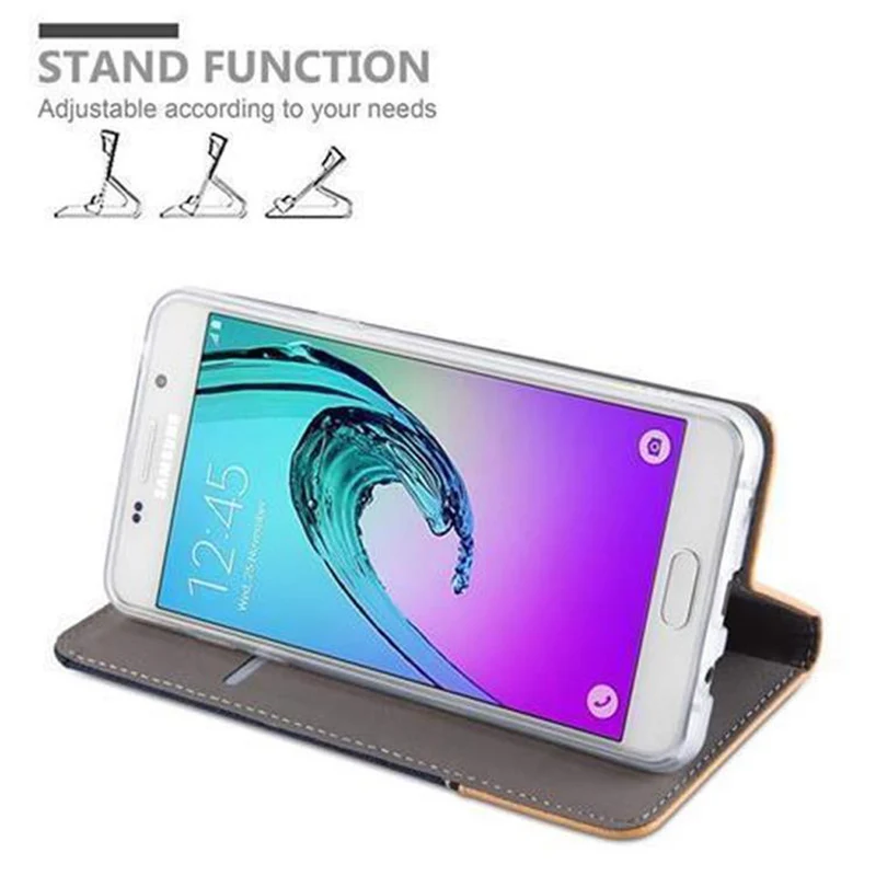 Cadorabo Hülle kompatibel mit Samsung Galaxy A3 2016 Schutzhülle mit Magnetverschluss, Standfunktion und Kartenfach