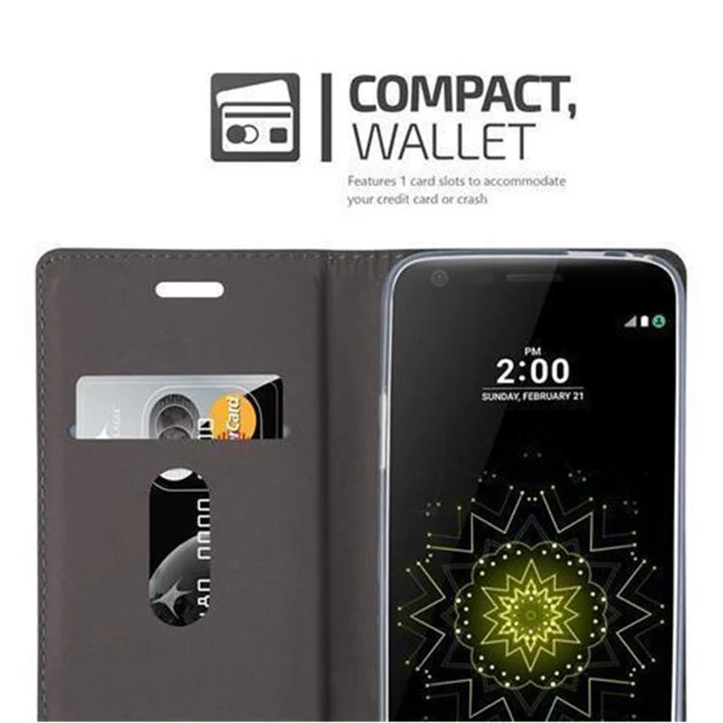Cadorabo Hülle kompatibel mit LG G5 Schutzhülle mit Magnetverschluss, Standfunktion und Kartenfach