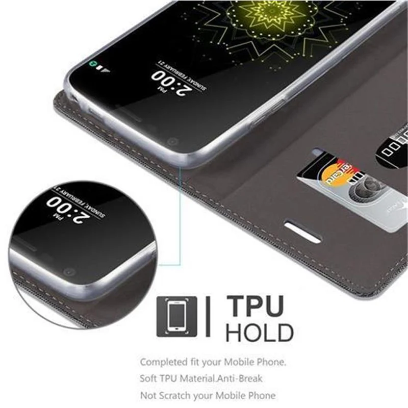 Cadorabo Hülle kompatibel mit LG G5 Schutzhülle mit Magnetverschluss, Standfunktion und Kartenfach