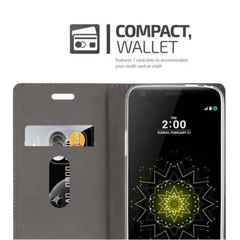 Cadorabo Hülle kompatibel mit LG G5 Schutzhülle mit Magnetverschluss, Standfunktion und Kartenfach