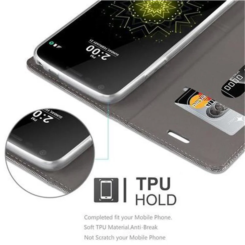 Cadorabo Hülle kompatibel mit LG G5 Schutzhülle mit Magnetverschluss, Standfunktion und Kartenfach