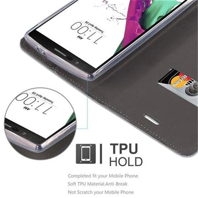 Cadorabo Hülle kompatibel mit LG G4 / G4 PLUS Schutzhülle mit Magnetverschluss, Standfunktion und Kartenfach
