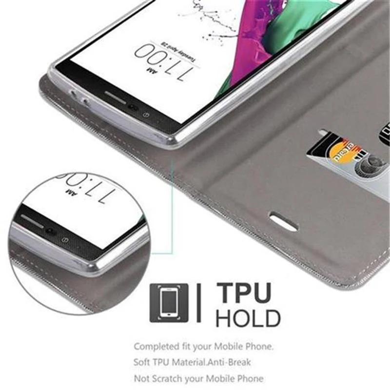 Cadorabo Hülle kompatibel mit LG G4 / G4 PLUS Schutzhülle mit Magnetverschluss, Standfunktion und Kartenfach