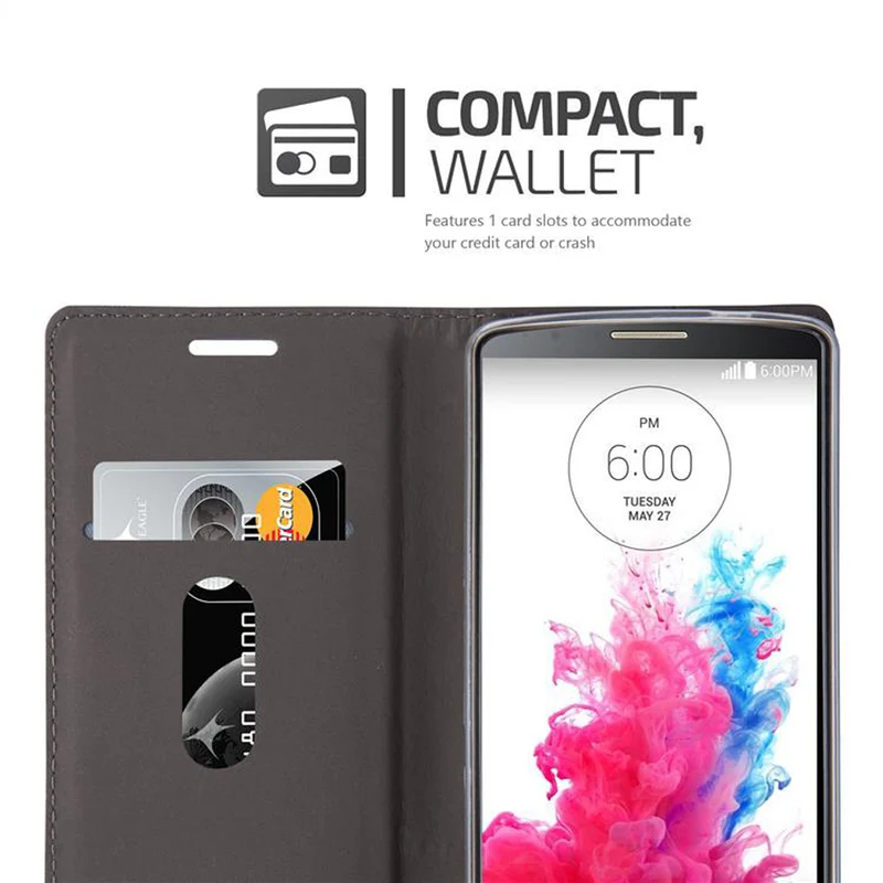 Cadorabo Hülle kompatibel mit LG G3 Schutzhülle mit Magnetverschluss, Standfunktion und Kartenfach
