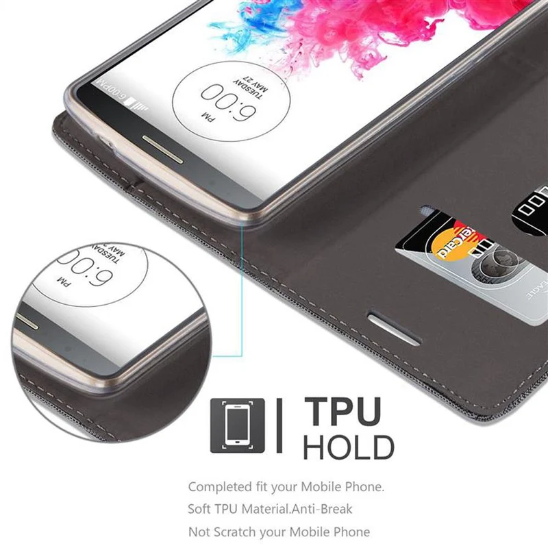 Cadorabo Hülle kompatibel mit LG G3 Schutzhülle mit Magnetverschluss, Standfunktion und Kartenfach