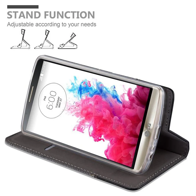 Cadorabo Hülle kompatibel mit LG G3 Schutzhülle mit Magnetverschluss, Standfunktion und Kartenfach