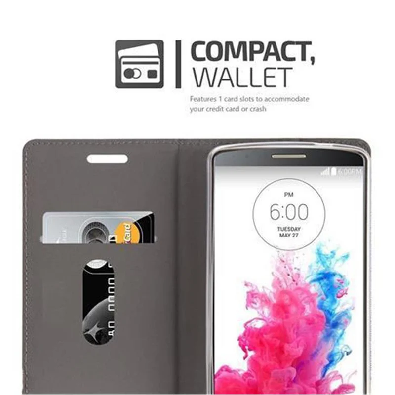 Cadorabo Hülle kompatibel mit LG G3 Schutzhülle mit Magnetverschluss, Standfunktion und Kartenfach