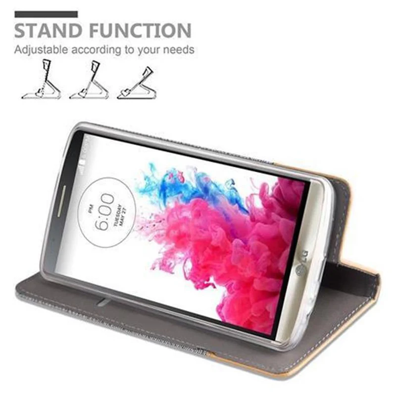 Cadorabo Hülle kompatibel mit LG G3 Schutzhülle mit Magnetverschluss, Standfunktion und Kartenfach