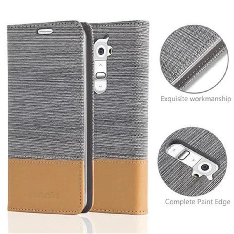 Cadorabo Hülle kompatibel mit LG G2 Schutzhülle mit Magnetverschluss, Standfunktion und Kartenfach