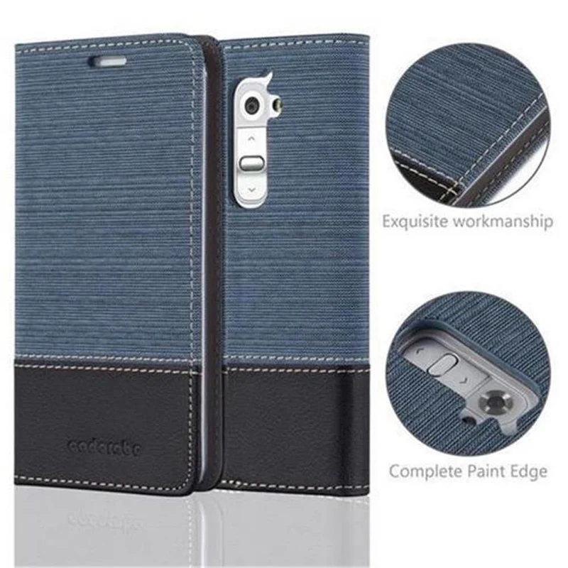 Cadorabo Hülle kompatibel mit LG G2 Schutzhülle mit Magnetverschluss, Standfunktion und Kartenfach