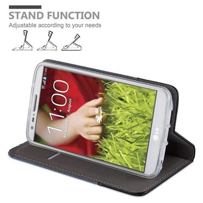 Cadorabo Hülle kompatibel mit LG G2 Schutzhülle mit Magnetverschluss, Standfunktion und Kartenfach