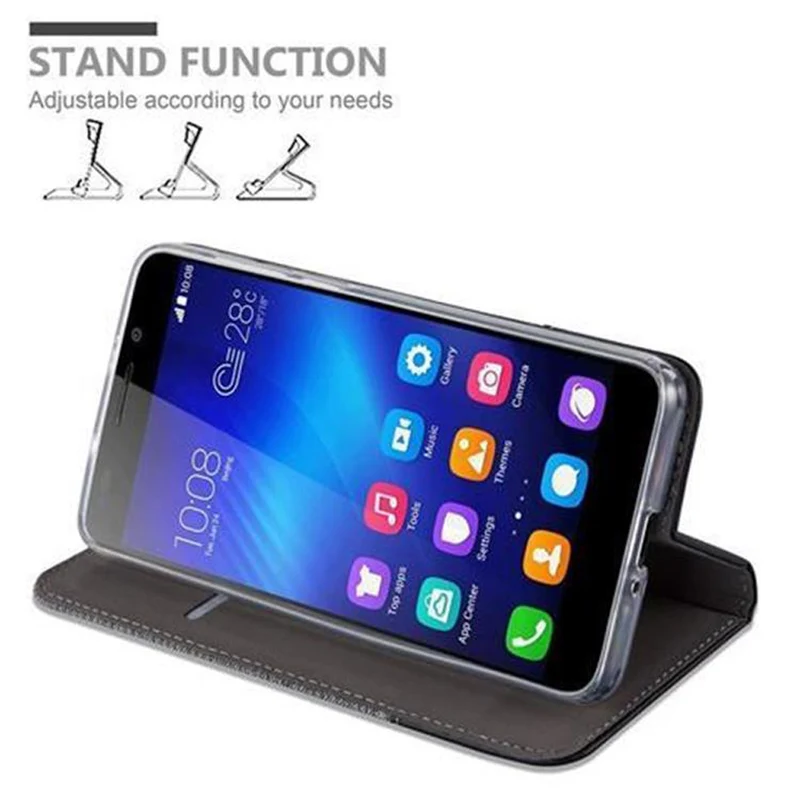 Cadorabo Hülle kompatibel mit Honor 6 Schutzhülle mit Magnetverschluss, Standfunktion und Kartenfach