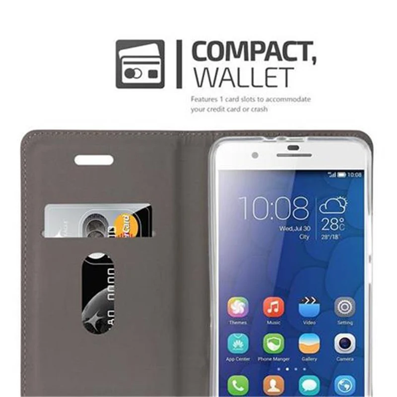 Cadorabo Hülle kompatibel mit Honor 6 Schutzhülle mit Magnetverschluss, Standfunktion und Kartenfach