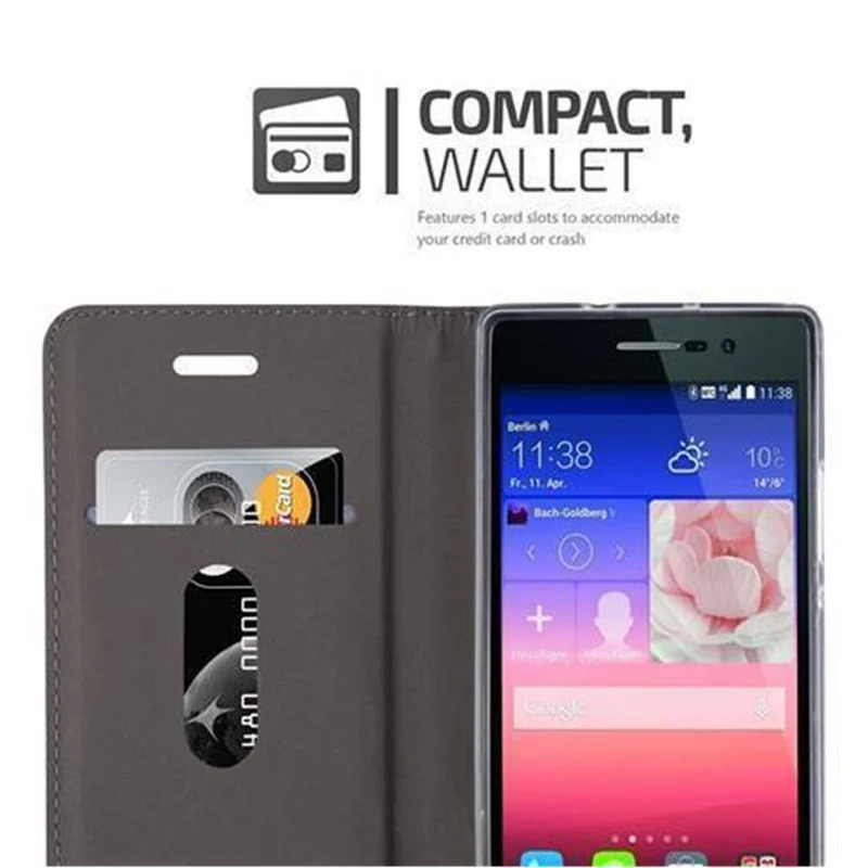 Cadorabo Hülle kompatibel mit Huawei ASCEND P7 Schutzhülle mit Magnetverschluss, Standfunktion und Kartenfach