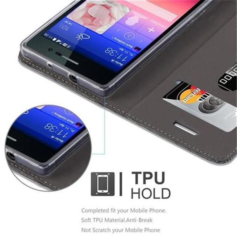 Cadorabo Hülle kompatibel mit Huawei ASCEND P7 Schutzhülle mit Magnetverschluss, Standfunktion und Kartenfach