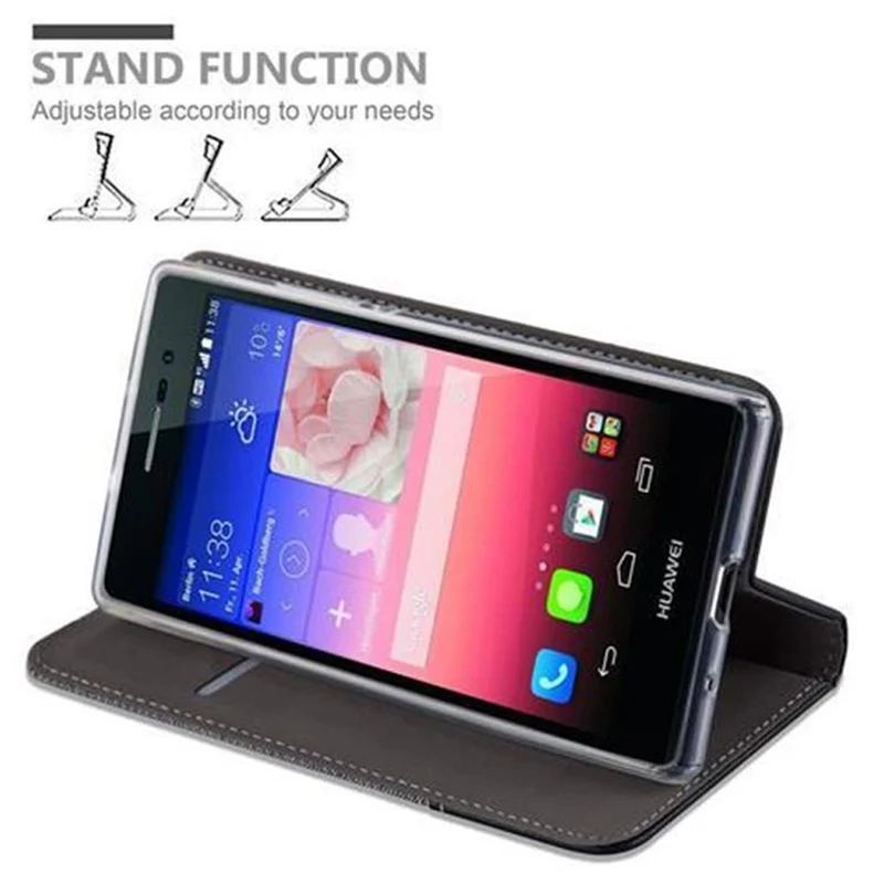 Cadorabo Hülle kompatibel mit Huawei ASCEND P7 Schutzhülle mit Magnetverschluss, Standfunktion und Kartenfach