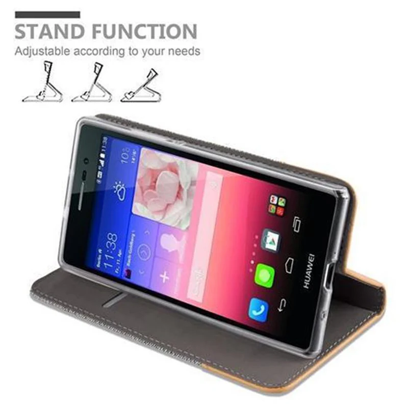 Cadorabo Hülle kompatibel mit Huawei ASCEND P7 Schutzhülle mit Magnetverschluss, Standfunktion und Kartenfach
