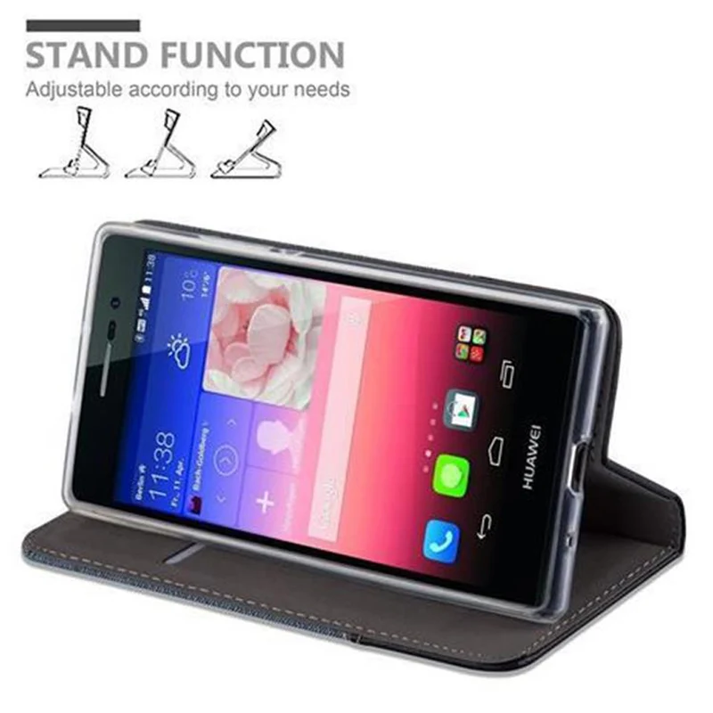 Cadorabo Hülle kompatibel mit Huawei ASCEND P7 Schutzhülle mit Magnetverschluss, Standfunktion und Kartenfach
